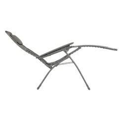 Fauteuil relax en tube acier titane et toile Batyline Graphite Lafuma Futura - 71 x 83 x 113 cm