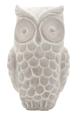 Figurine hibou coloris gris en ciment - 11 x 9 x 18 cm