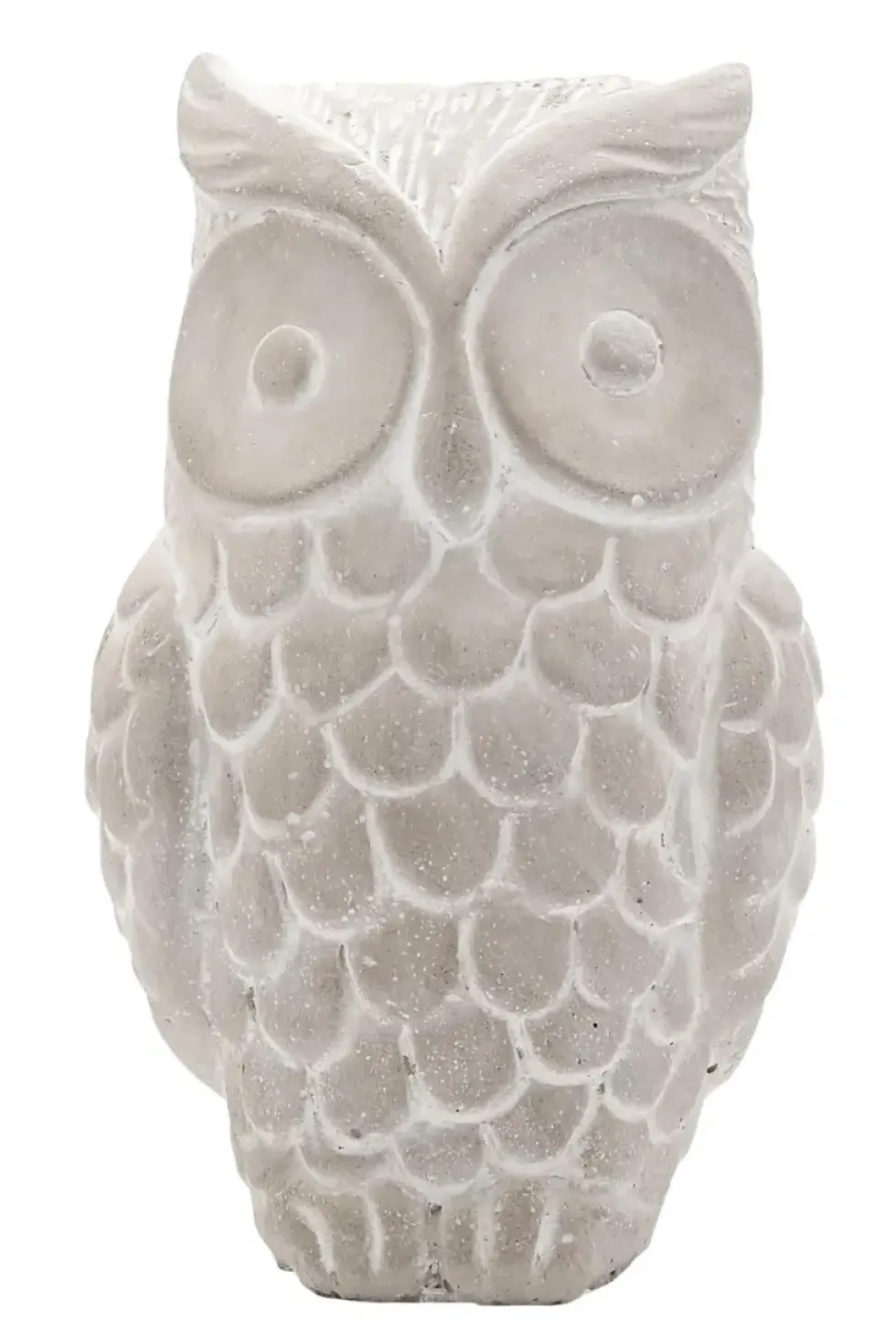 Figurine hibou coloris gris en ciment - 11 x 9 x 18 cm