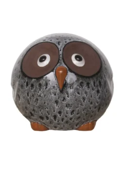 Figurine hibou en céramique coloris gris Pot&Déco Bubu - Ø 9,5 x H 8 cm
