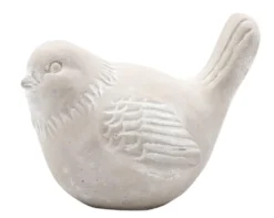 Figurine oiseau coloris gris en ciment - 11 x 8 x 8 cm