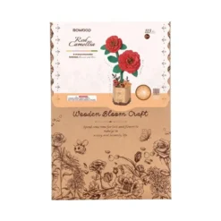 Fleur en bois à assembler Camélia rouge Rowood - 24,5 x 16,5 cm