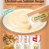 Friandise en crème pour chat poulet et saumon Inaba Ciao Churu - 4 x 14 g