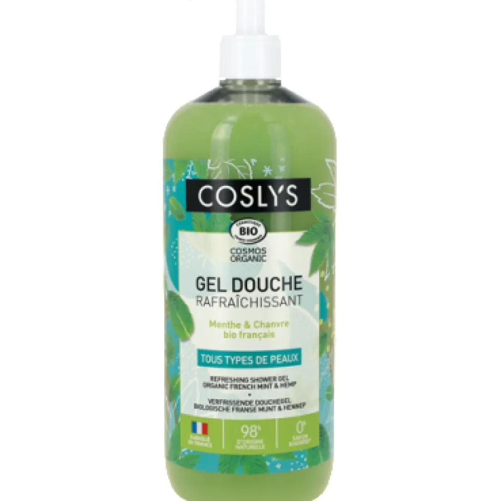 Gel douche bio rafraîchissant menthe chanvre en flacon pompe Coslys - 250 ml