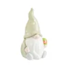 Gnome à poser vert et blanc en dolomite Printemps petit modèle - Ø 8,5 x H 17 cm