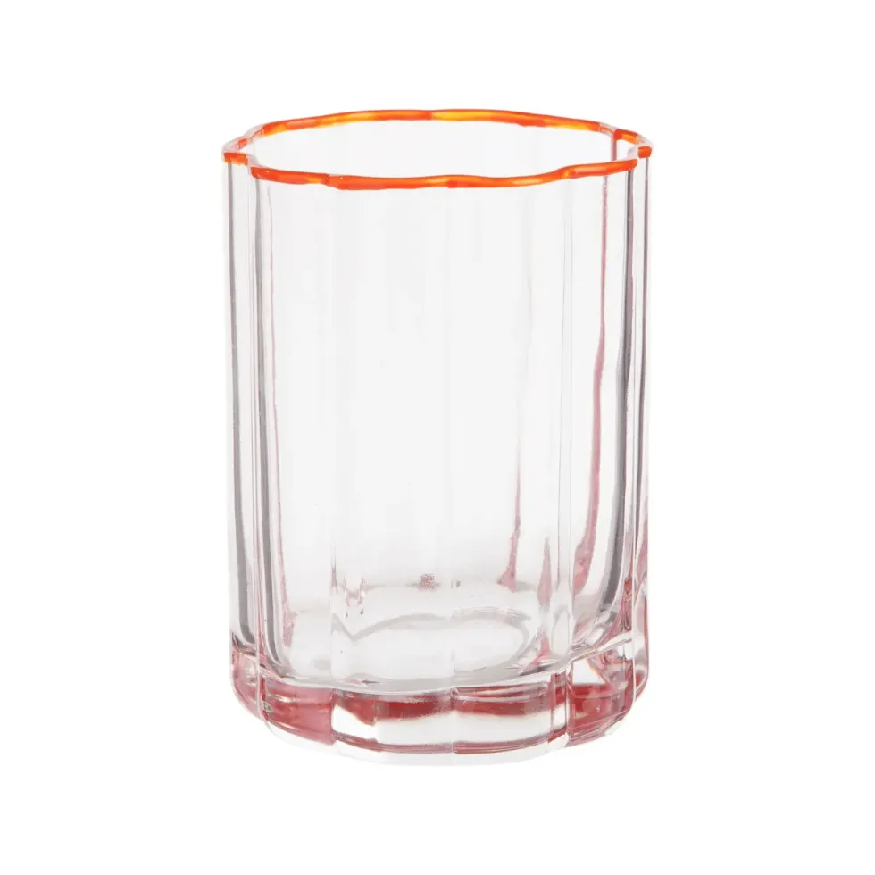 Gobelet en verre rose Fleur - Ø 7,9 x H 9,9 cm