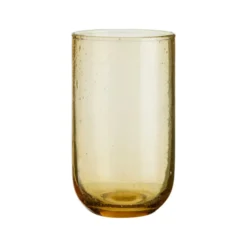 Gobelet long drink en verre décor bullé jaune - 11,5 x 7 cm