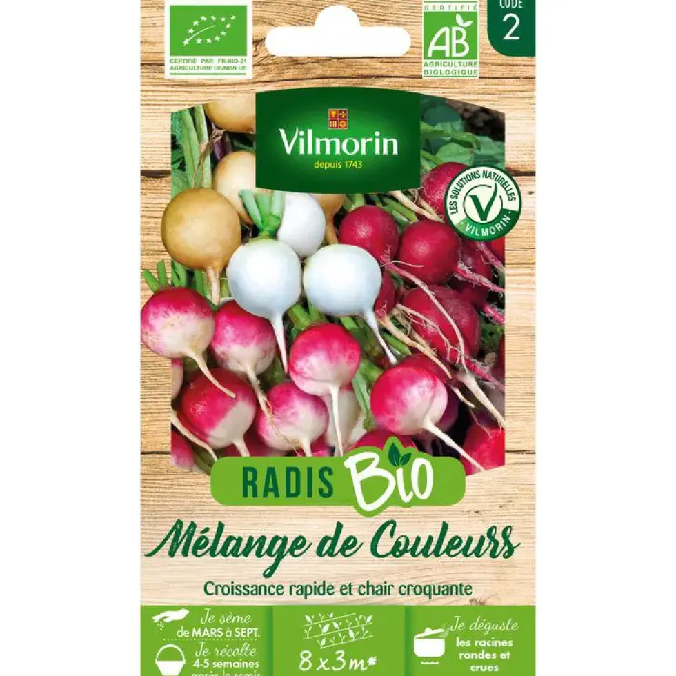 Graines de radis mélange de couleurs bio Vilmorin - graines à semer
