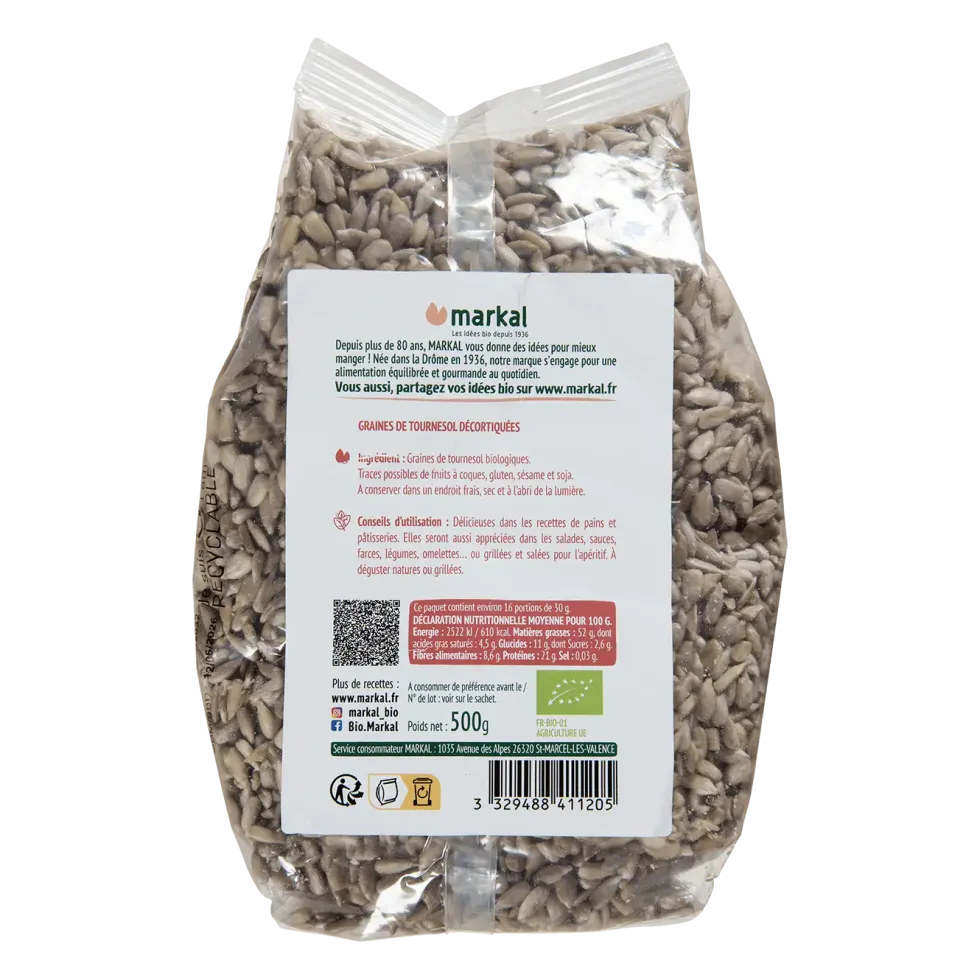 Graines de tournesol bio Markal sachet - 500 g