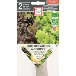 Graines présemées de duo de Laitues à couper bio Ernest Turc - 2 rubans de 1 m