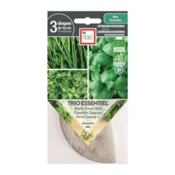 Graines présemées de Trio essentiel bio Basilic Ciboulette Persil Ernest Turc - 3 ronds de 10 cm