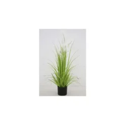 Graminée artificielle à plumes en pot métal 15 cm - 45,5 x 110 cm