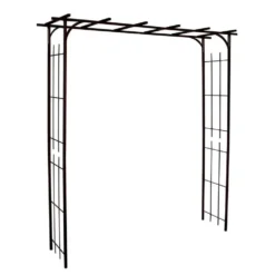 Grande pergola à tubes carrés en fer vieilli