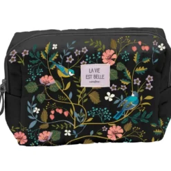 Grande trousse matelassée oiseaux bleus