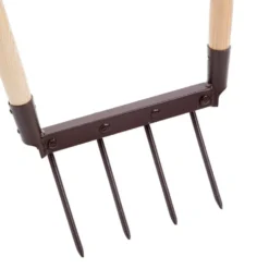 Grelinette à 4 dents métal marron et manche bois botanic® - 130 cm