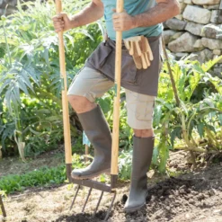 Grelinette à 4 dents métal marron et manche bois botanic® - 130 cm