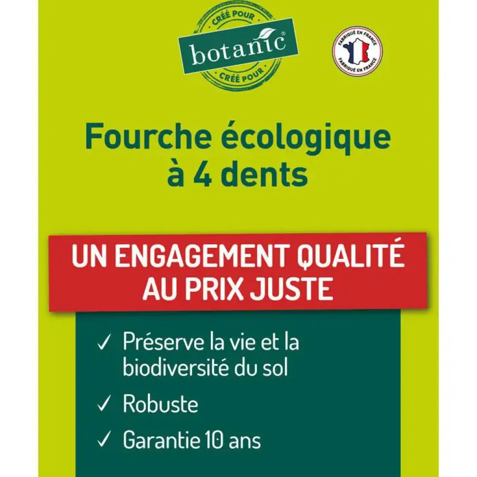 Grelinette à 4 dents métal marron et manche bois botanic® - 130 cm
