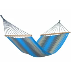 Hamac coloris turquoise anthracite certifié FSC® Jobek Hamac Kouple - 350 x 140 cm