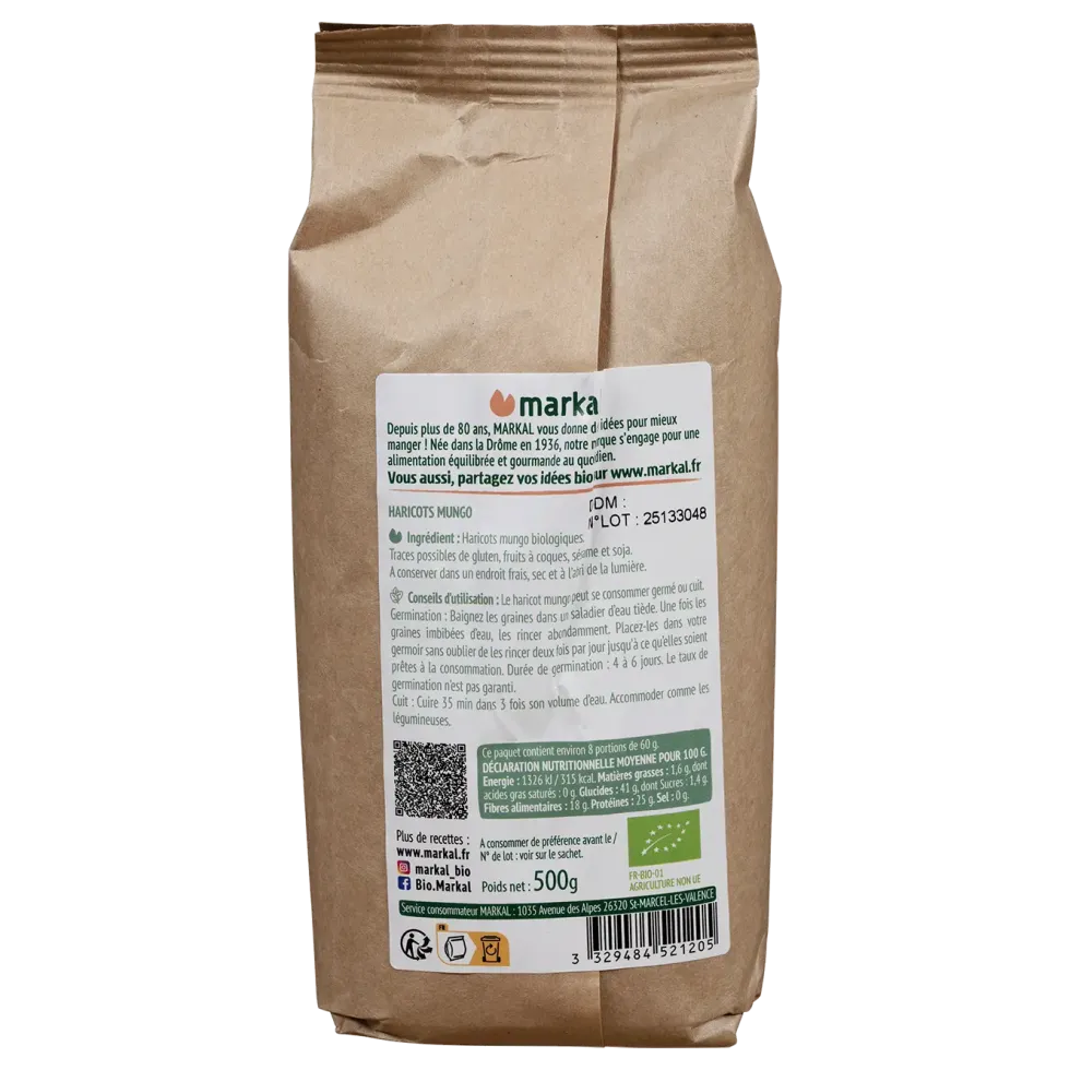 Haricots Mungo soja vert bio – 500 gr