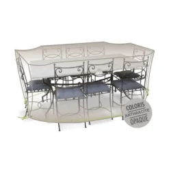 Housse table rectangulaire + chaises 8-10 pers. de coloris anthracite