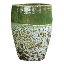 Jarre en grès émaillé fait-main coloris vert Poterie du Bousquet Léon - Ø 59 x H 68 cm