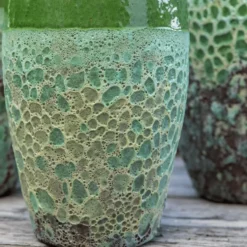 Jarre en grès émaillé fait-main coloris vert Poterie du Bousquet Léon - Ø 59 x H 68 cm