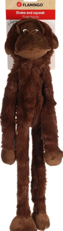 Jouet pour chien coloris marron peluche singe Flamingo Madina - Taille S 17 x 12 x 57 cm