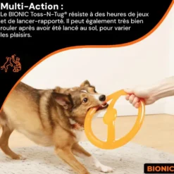 Jouet pour chien en caoutchouc coloris orange anneau Bionic Toss-N-Tug