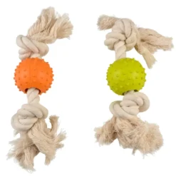 Jouet pour chien en corde et caoutchouc coloris multicolore corde et balle Duvoplus - 27 x 5 x 5 cm