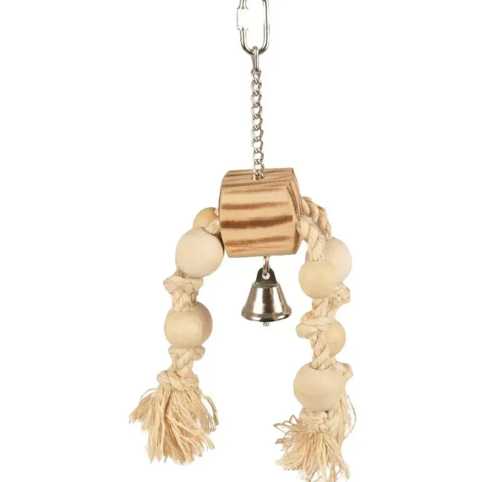 Jouet pour oiseaux pendentif en bois et corde