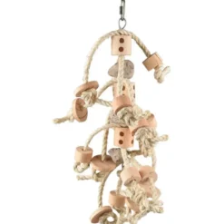 Jouet pour perroquet coloris beige en sisal Flamingo Jo Sully Naturel – 50 cm