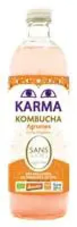 Karma kombucha aux agrumes sans sucre bio en bouteille de verre Karma - 75 cl