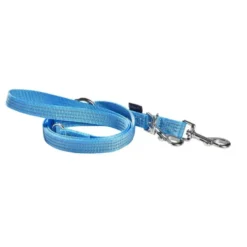 Laisse pour chien coloris bleu en nylon tressé Bobby Safe 3 positions – Taille L