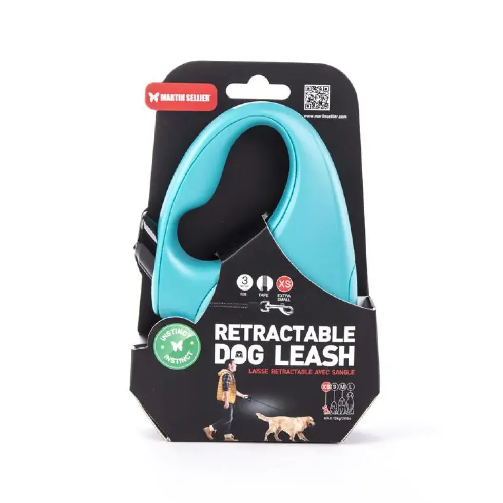 Laisse rétractable turquoise Instinct Sangle - taille XS