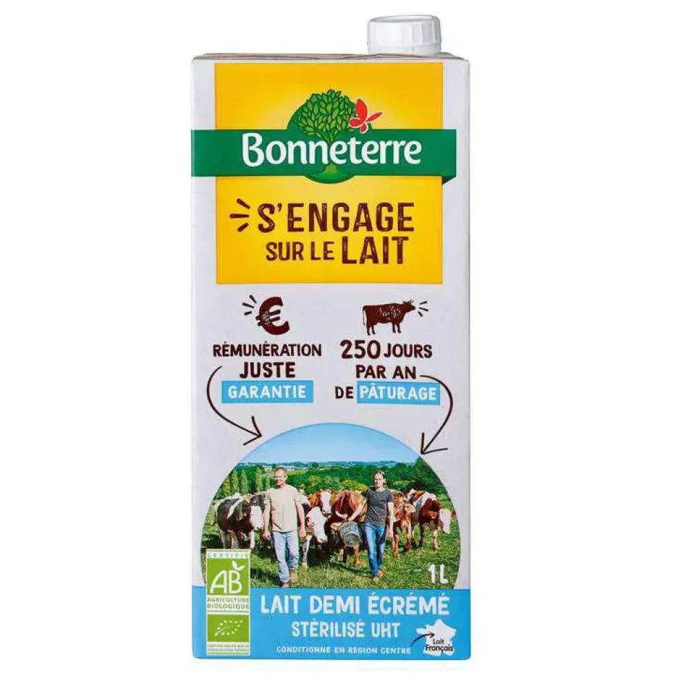 Lait demi-écrémé Bonneterre 1L