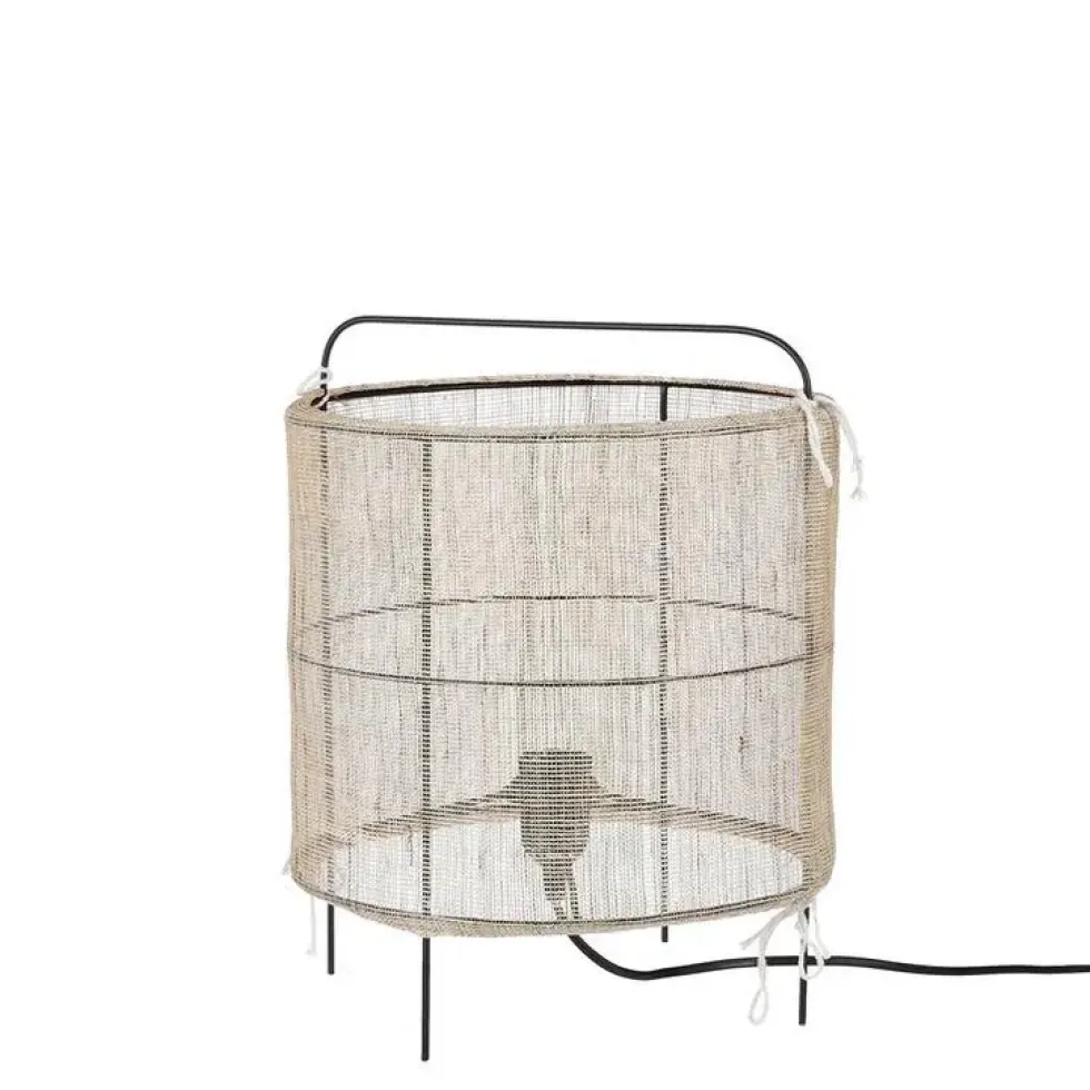 Lampe de table coloris beige en toile piétement métal Paros - Ø 29,5 cm
