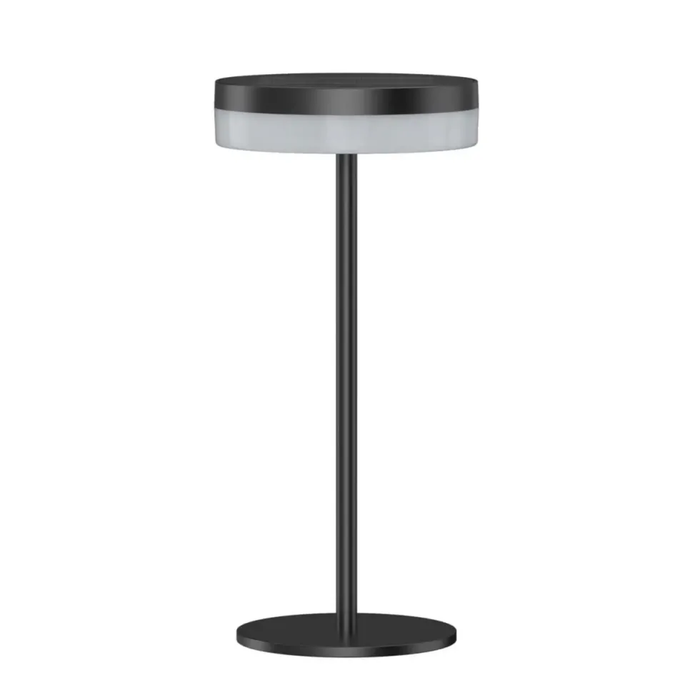 Lampe de table solaire Vivia avec USB coloris noir en aluminium - Ø 12,5 x 27 cm