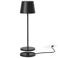 Lampe de table touch sans fil en aluminium noir Kelly Black - Ø 10 x H 38 cm