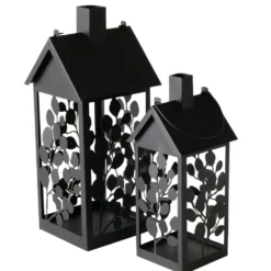 Lanterne Calypso coloris noir en métal - 19 x 19 x 45 cm