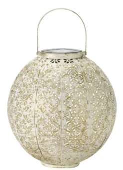 Lanterne Damasquette coloris beige effet blanc froid en métal Smartgarden - 18 x 18 x 18 cm