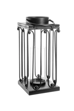 Lanterne en métal arabesques coloris noir grand modèle