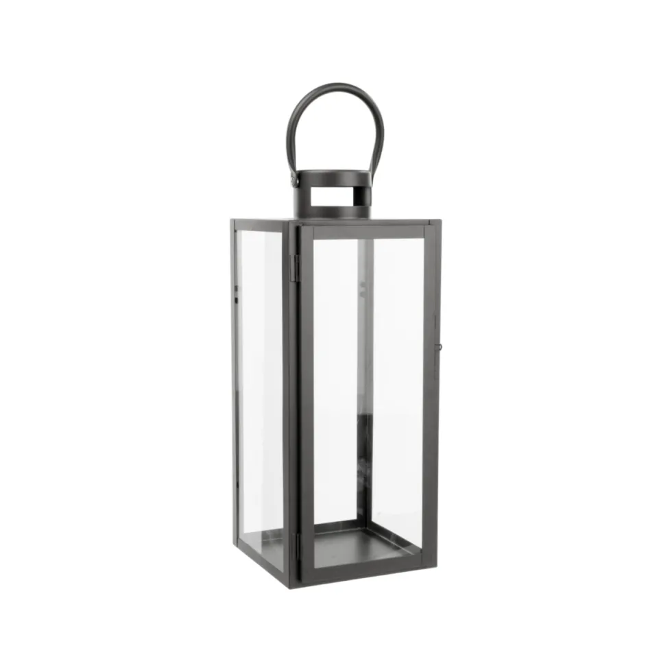 Lanterne en métal gris Arana moyen modèle - 17 x 18 x 40 cm