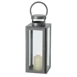 Lanterne en métal gris Arana petit modèle - 12 x 13 x 30 cm