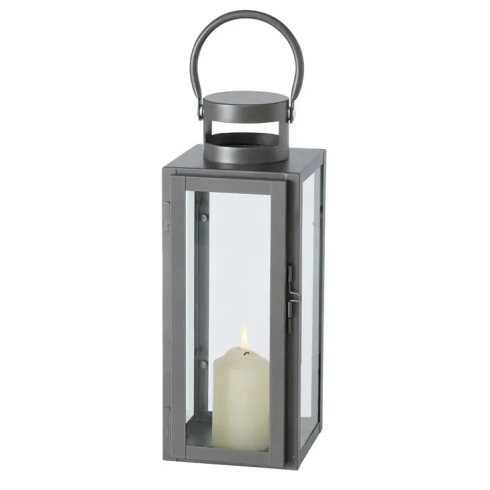 Lanterne en métal gris Arana petit modèle - 12 x 13 x 30 cm