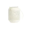 Lanterne en métal émaillé blanc décor frises - Ø 15 x H 18,5 cm