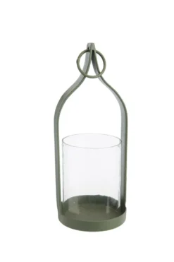 Lanterne lampion à suspendre coloris vert en métal - 9,5 x 9,5 x 24 cm