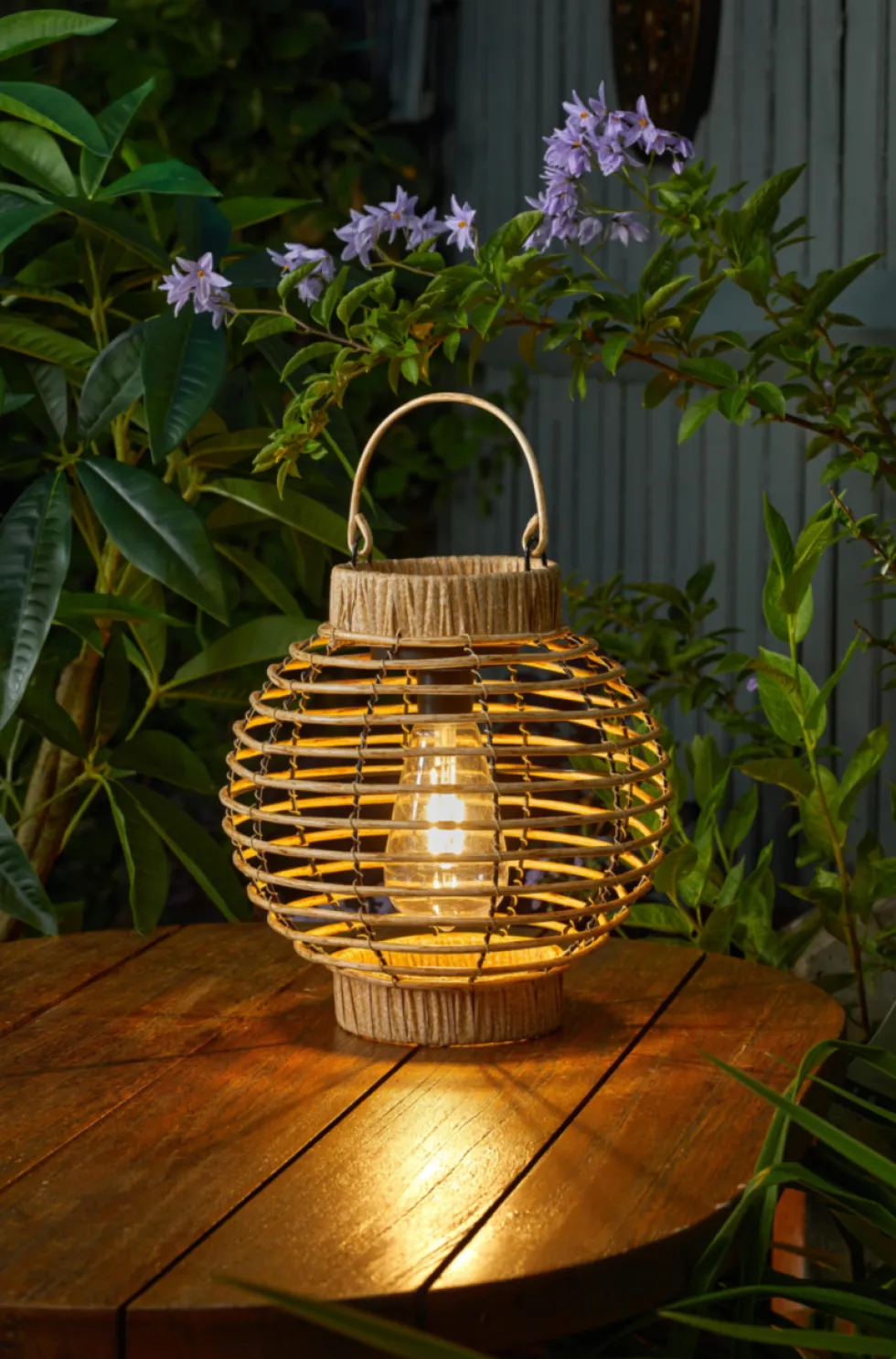 Lanterne solaire en plastique beige à Led blanc chaud Terra - Ø 22,5 x H 23,5 cm