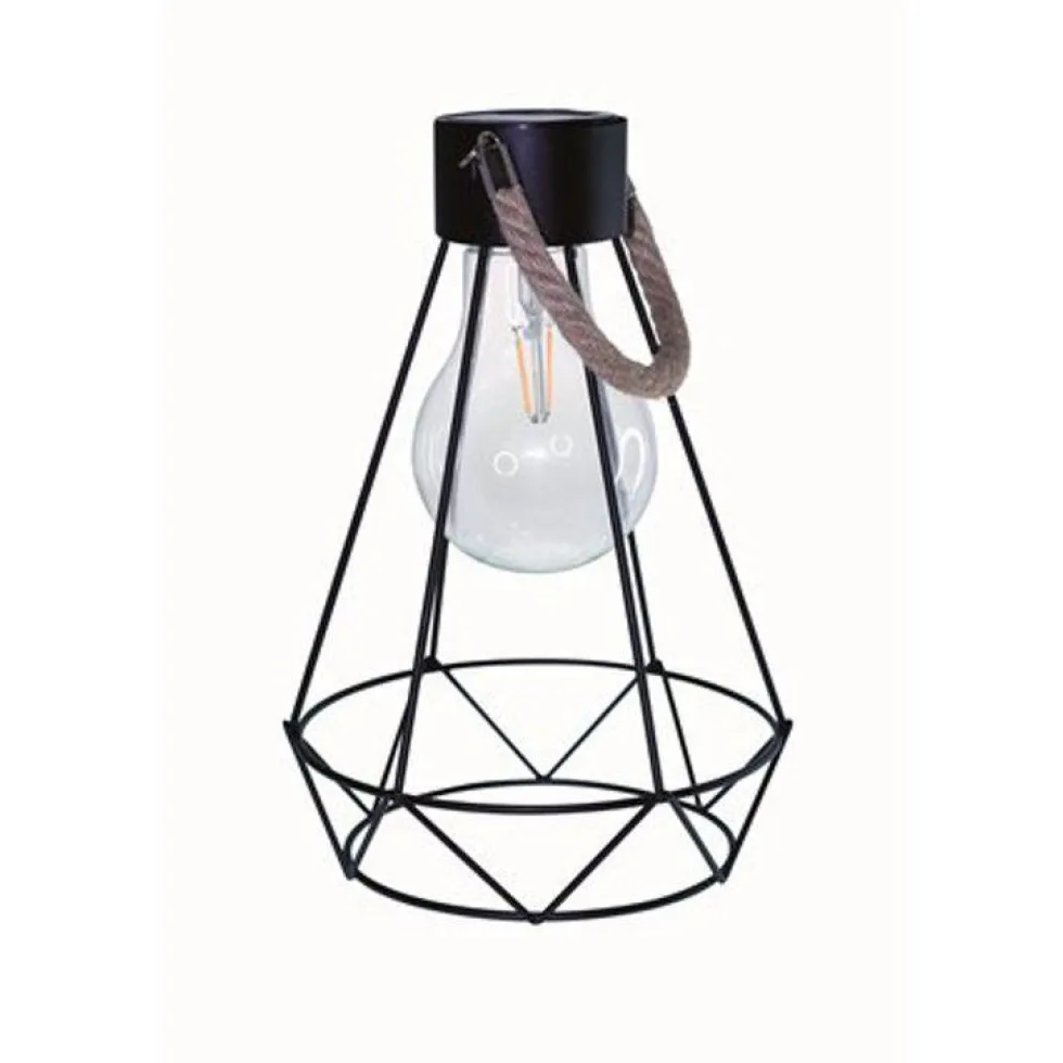 Lanterne solaire métal noir Maxi Britt à LED blanc chaud H 30 cm