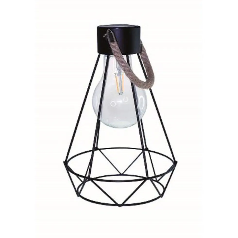 Lanterne solaire métal noir Maxi Britt à LED blanc chaud H 30 cm