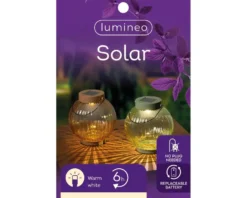 Lanterne solaire ronde coloris multicolore en verre - Ø 14 x 15 cm